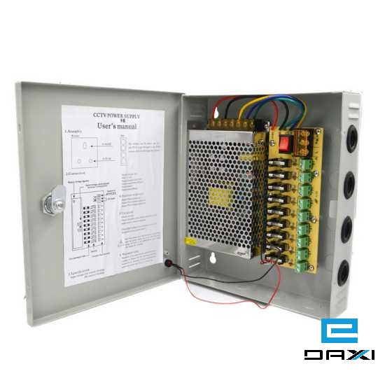 კვების ბლოკი გამანაწილებელი კოლოფით, Power Supply, VP-B12V-5A, 9CH