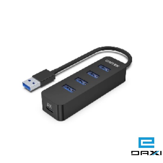USB ჰაბი 4-in-1 USB-A 5Gbps Hub (4*USB 3,0) with USB-C Power Port, UNITEK H1117A, Black
