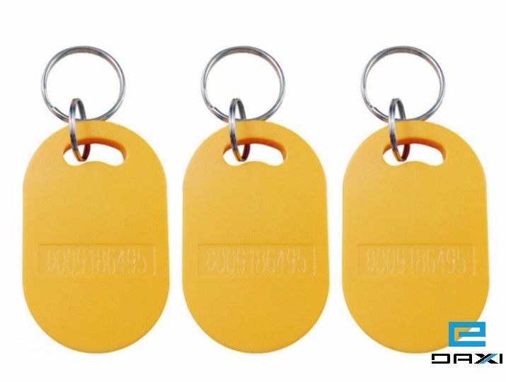 ფერადი ბრელოკი ჩიპით, RFID Keyfob Tags 125KHz, TK4100 Chip, HC-KF-06 Yellow
