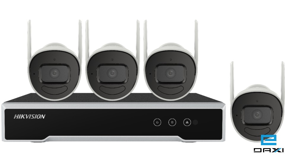 ქსელური ვიდეო სამეთვალყურეო კამერების კომპლექტი, 4CH 2MP, Hikvision NK42W0H-1T(WD)(D), H.265 Bullet IP WiFi Kit