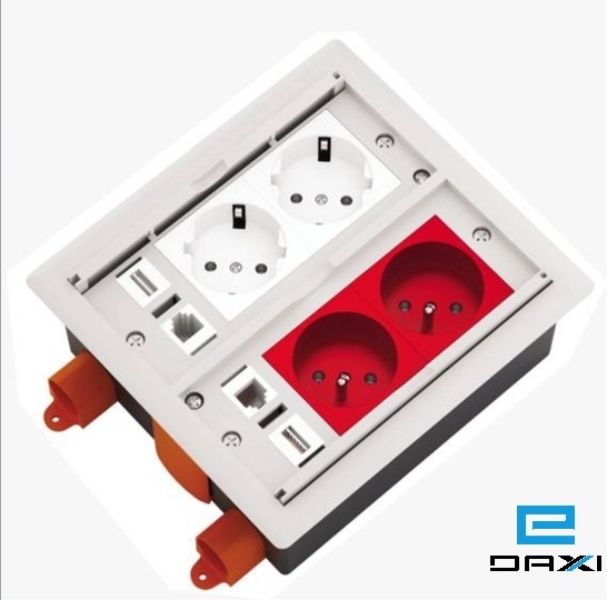 იატაკის ყუთი აქსეს გარეშე 4 როზეტი, 4 ქსელი, 62X134X150, NE-AD-3711-01