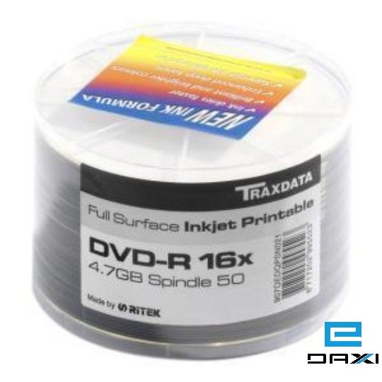 კომპაკტ დისკი, Traxdata, DVD-R16x, 4.7G Spindel 50, Silver, Printable