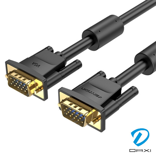 VGA Cable, 1.5M DAEBG, VENTION (3+6) Male to Male Cable with ferrite cores Black