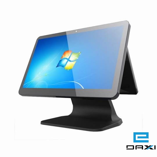 Touch all in one POS 15.6 inch capacitive 11.6inch secondly monitor backmounted 1920*1080, J1900 CPU, 4g RAM, 64g SSD , EU plug