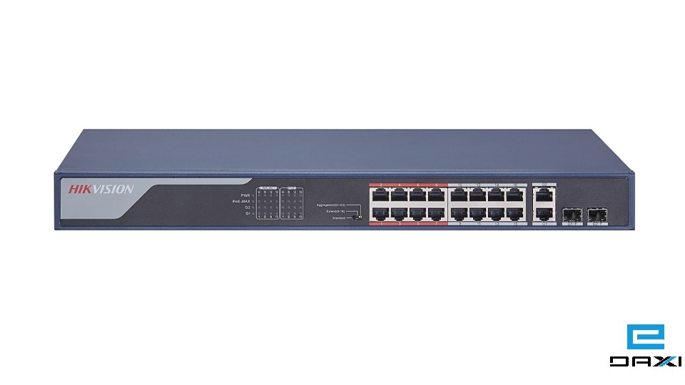 არამართვადი POE სვიჩი, 16 Port, Hikvision DS-3E0318P-E(B)