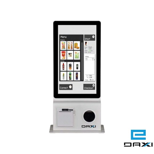 POS Terminal ZQ-ZN201, 21.5" All-in-one Self-service Touch POS Kiosks J6412 CPU, 8GB, 128GB SSD 80mm printer,2D scanner,scanning gun,stand