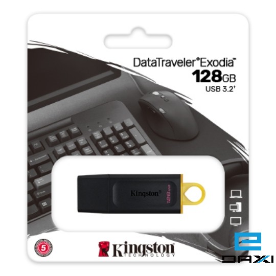 მეხსიერება USB 128GB, Kingston DTX/128GB, USB3.2 Gen1 DataTraveler Exodia (Black + Yellow)