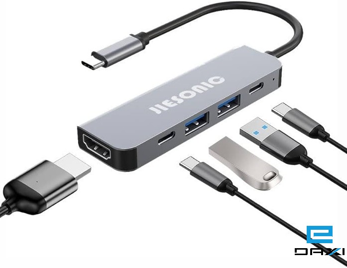 5 in 1 Type C Hub (HDMI4K30Hz + USB3.0 + USB2.0 + USB-C +