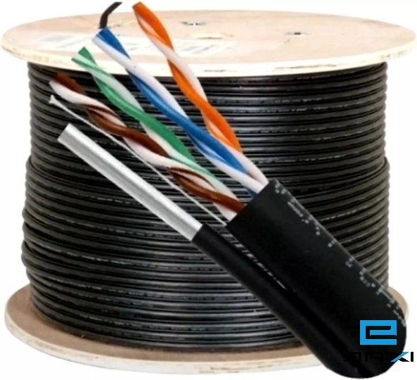 ქსელის კაბელი გარე მონტაჟის (ტროსით) CAT 5e F/UTP 4x2x24 AWG-CU - PE - DATA CABLE with Messenger OUTDOOR (Z11442-AP)