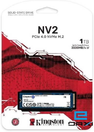 მყარი დისკი M.2 SSD 1TB, Kingston SNV2S/1000G, NV2 M.2 2280 PCIe 4.0 NVMe