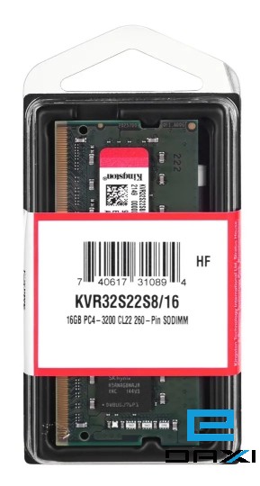 ოპერატიული მეხსიერებ 16GB 3200MHz DDR4, KVR32S22S8/16 KINGSTON Non-ECC CL22 SODIMM 1Rx8