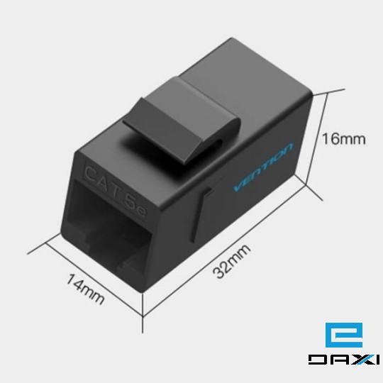 გადამყვანი, კაბელის გადასაბმელი, JR45 to RJ45 VDD-B07-B VENTION CAT5E UTP Modular Jack Black