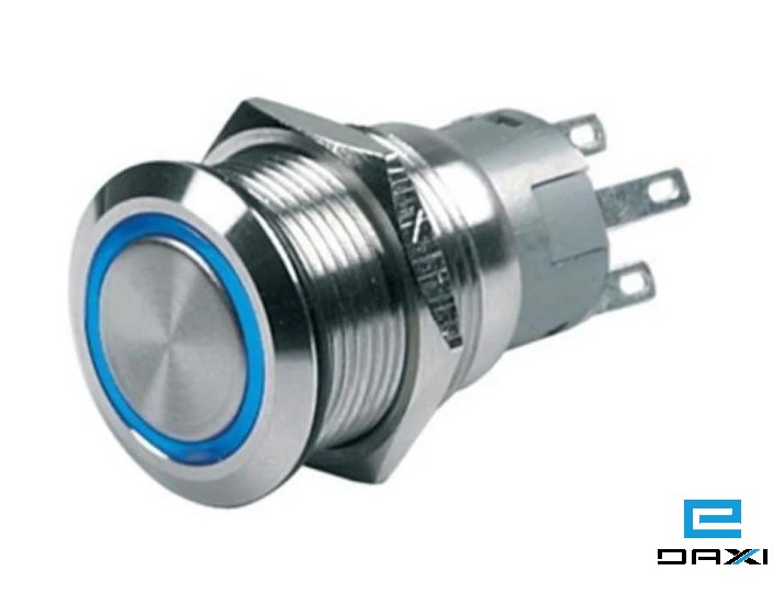 ლითონის LED ღილაკი, 16mm, 6v, 2A, 4JDD 13520-64 (Blue)