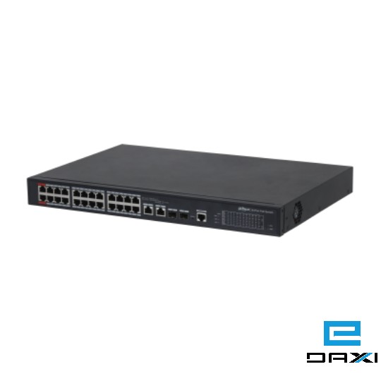 ქსელის გამანაწილებელი Switch, Dahua 26 Port, DH-PFS4226-24ET-240, 24-Port PoE, 2 Port 1000mb