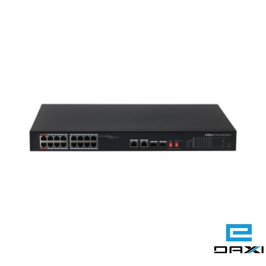 ქსელური გამანაწილებელი Switch, Dahua 18 Port, PFS3218-16ET-135, 16x POE 135W 2x SFP (combo)