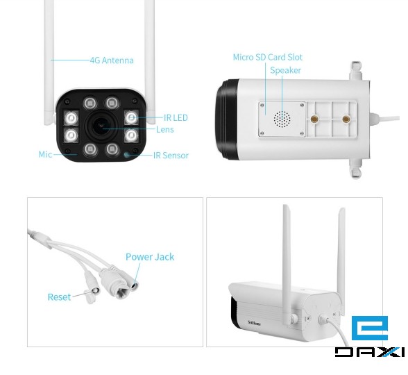 სამეთვალყურეო კამერა 3MP, SriHome SH031E, WiFi, LTE, LAN, 4mm Lens, White, Outdoor